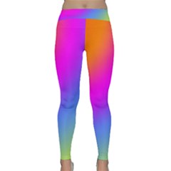 Radial Gradients Red Orange Pink Blue Green Yoga Leggings  by EDDArt