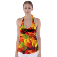 Indian Summer Cubes Babydoll Tankini Top by designworld65