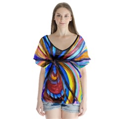 Relationship - V-neck Flutter Sleeve Top by tealswan