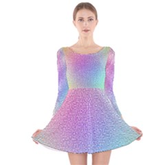 Rainbow Colorful Grid Long Sleeve Velvet Skater Dress by designworld65