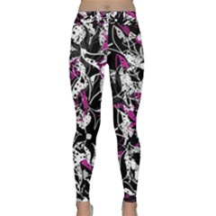 Purple Abstract Flowers Classic Yoga Leggings by Valentinaart