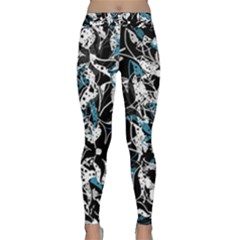 Blue Abstract Flowers Classic Yoga Leggings by Valentinaart