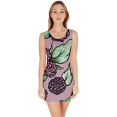 Black Raspberry Fruit Purple Pattern Sleeveless Bodycon Dress by BubbSnugg