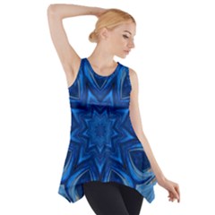 Blue Blossom Mandala Side Drop Tank Tunic by designworld65