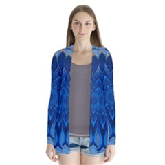 Blue Blossom Mandala Drape Collar Cardigan by designworld65