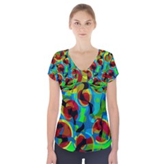 Colorful Smoothie  Short Sleeve Front Detail Top by Valentinaart