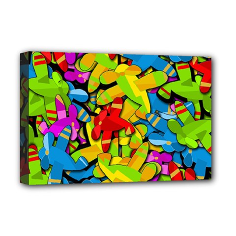 Colorful Airplanes Deluxe Canvas 18  X 12   by Valentinaart