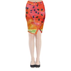 Abstract Watermelon Midi Wrap Pencil Skirt by DanaeStudio