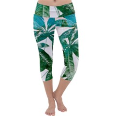 Pachira Leaves  Capri Yoga Leggings by DanaeStudio