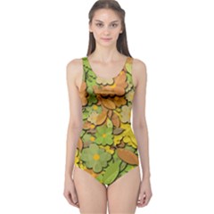 Autumn Flowers One Piece Swimsuit by Valentinaart