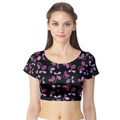 Magenta Garden Short Sleeve Crop Top (tight Fit) by Valentinaart