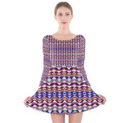 Ethnic Colorful Pattern Long Sleeve Velvet Skater Dress by dflcprintsclothing