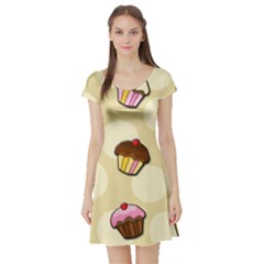 Colorful Cupcakes Pattern Short Sleeve Skater Dress by Valentinaart