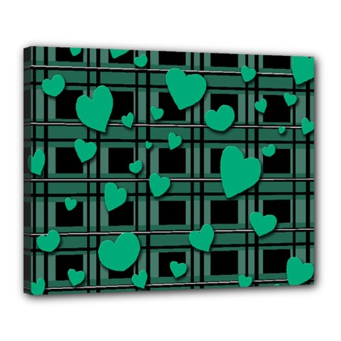 Green Love Canvas 20  X 16  by Valentinaart