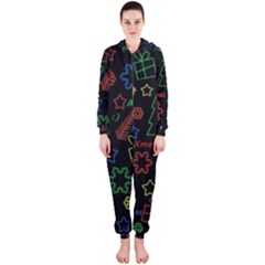 Playful Xmas Pattern Hooded Jumpsuit (ladies)  by Valentinaart