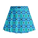 Vibrant Modern Abstract Lattice Aqua Blue Quilt Mini Flare Skirt View1