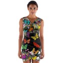 Freckles In Butterflies I, Black White Tux Cat Wrap Front Bodycon Dress View1