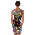 Freckles In Butterflies I, Black White Tux Cat Wrap Front Bodycon Dress View2