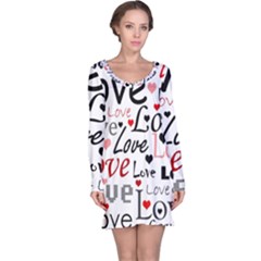 Love Pattern - Red Long Sleeve Nightdress by Valentinaart