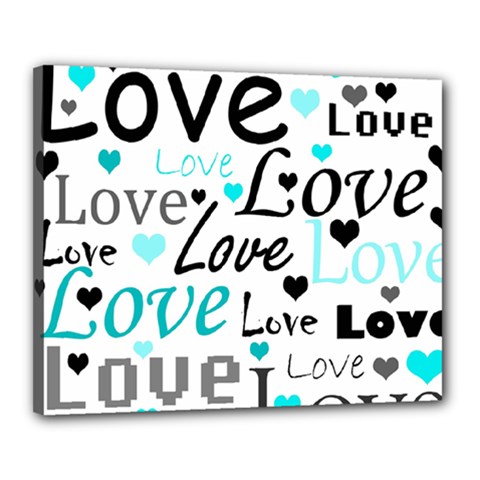 Love Pattern - Cyan Canvas 20  X 16  by Valentinaart