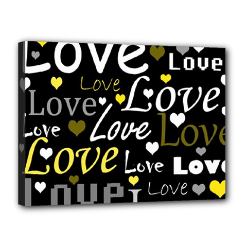 Yellow Love Pattern Canvas 16  X 12  by Valentinaart