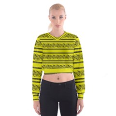 Yellow Barbwire Women s Cropped Sweatshirt by Valentinaart