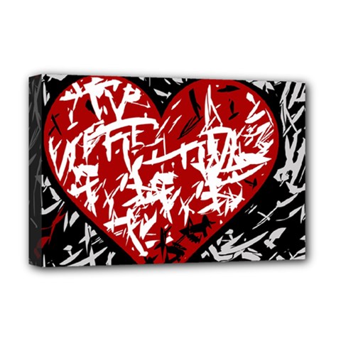 Red Graffiti Style Hart  Deluxe Canvas 18  X 12   by Valentinaart