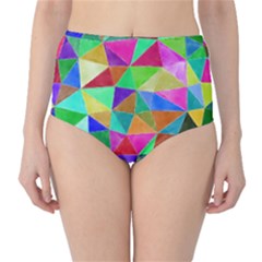 Triangles, Colorful Watercolor Art  Painting High-waist Bikini Bottoms by picsaspassion