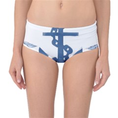 Blue Anchor,  Aquarel Painting Art Mid-waist Bikini Bottoms by picsaspassion