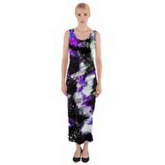 Abstract Canvas Acrylic Digital Design Fitted Maxi Dress by Amaryn4rt