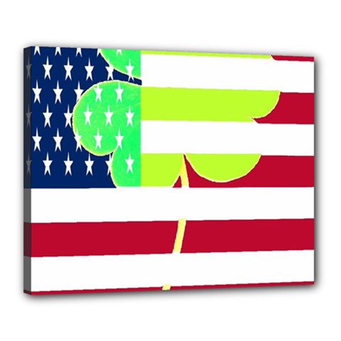 Usa Ireland American Flag Shamrock Irish Funny St Patrick Country Flag  Canvas 20  X 16  by yoursparklingshop