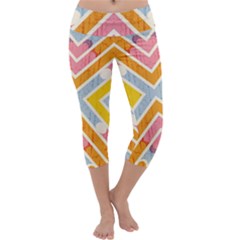 Line Pattern Cross Print Repeat Capri Yoga Leggings by Amaryn4rt