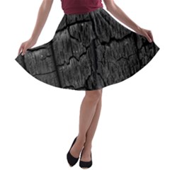 Coal Charred Tree Pore Black A-line Skater Skirt by Amaryn4rt