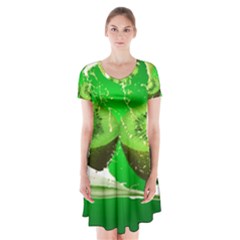 Kiwi Fruit Vitamins Healthy Cut Short Sleeve V-neck Flare Dress by Amaryn4rt