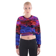 Lights Abstract Curves Long Exposure Women s Cropped Sweatshirt by Amaryn4rt