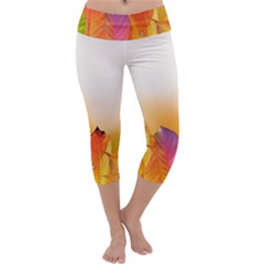 Autumn Leaves Colorful Fall Foliage Capri Yoga Leggings by Amaryn4rt