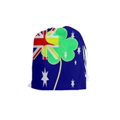 Irish Australian Australia Ireland Shamrock Funny St Patrick Flag Drawstring Pouches (medium)  by yoursparklingshop