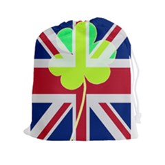 Irish British Shamrock United Kingdom Ireland Funny St  Patrick Flag Drawstring Pouches (xxl) by yoursparklingshop