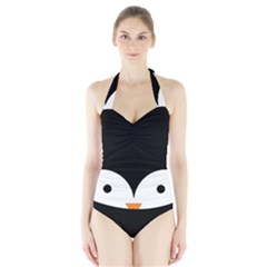 Cute Pinguin Halter Swimsuit by Brittlevirginclothing