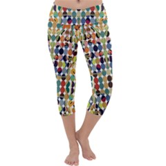 Retro Pattern Abstract Capri Yoga Leggings by Amaryn4rt