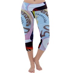 Abstract Currency Background Capri Yoga Leggings by Amaryn4rt