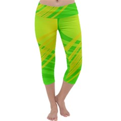 Abstract Green Yellow Background Capri Yoga Leggings by Amaryn4rt