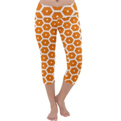 Golden Be Hive Pattern Capri Yoga Leggings by Amaryn4rt