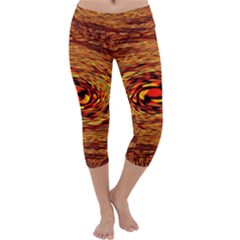 Orange Seamless Psychedelic Pattern Capri Yoga Leggings by Amaryn4rt