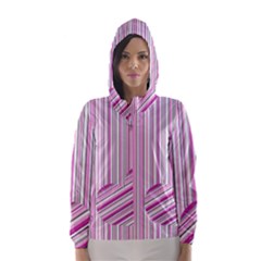 Pink Love Pattern Hooded Wind Breaker (women) by Valentinaart