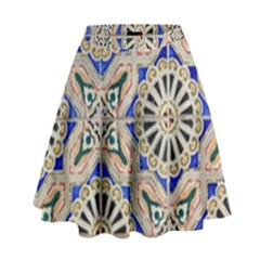 Ceramic Portugal Tiles Wall High Waist Skirt by Amaryn4rt