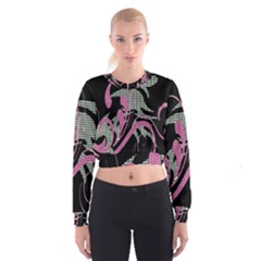 Violet Calligraphic Art Women s Cropped Sweatshirt by Nexatart