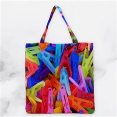 Clothespins Colorful Laundry Jam Pattern Grocery Tote Bag by Nexatart