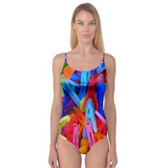 Clothespins Colorful Laundry Jam Pattern Camisole Leotard  by Nexatart