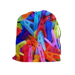 Clothespins Colorful Laundry Jam Pattern Drawstring Pouches (extra Large) by Nexatart